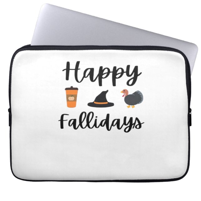 Cute Fall season Happy Fallidays Thanksgiving Hall Laptop Sleeve (Front)