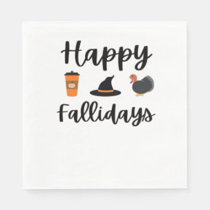 Cute Fall season Happy Fallidays Thanksgiving Hall Napkin