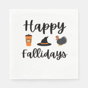 Cute Fall season Happy Fallidays Thanksgiving Hall Napkin