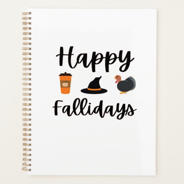 Cute Fall season Happy Fallidays Thanksgiving Hall Planner (Front)