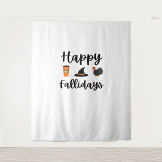 Cute Fall season Happy Fallidays Thanksgiving Hall Tapestry