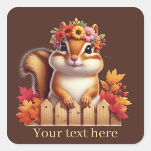 Cute Fall Seasonal add text squirrel Square Sticker