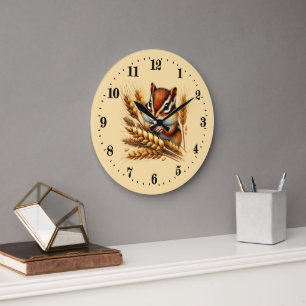Cute Fall Seasonal chipmunk lovers Large Clock
