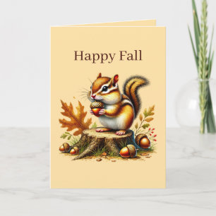Cute Fall Seasonal customisable chipmunk Card