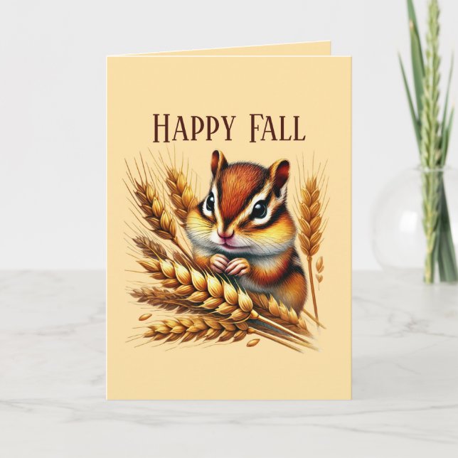 Cute Fall Seasonal customisable chipmunk  Card (Front)