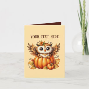 Cute Fall Seasonal customisable owl Card