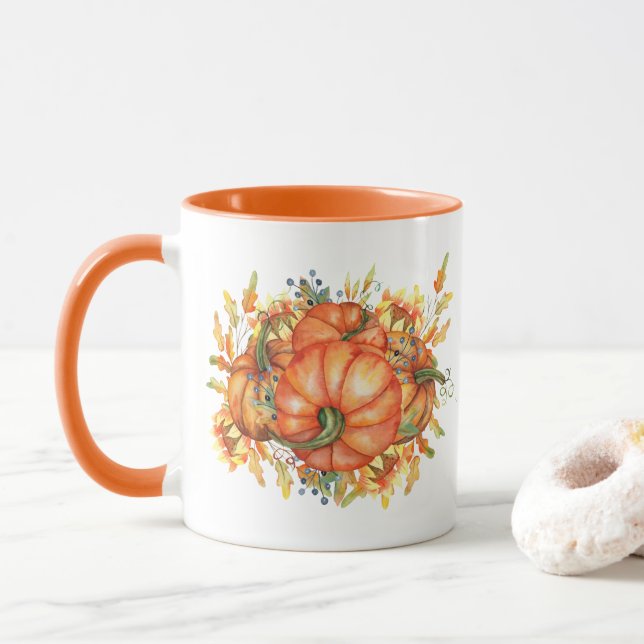 cute Fall Seasonal pumpkin Mug (With Donut)