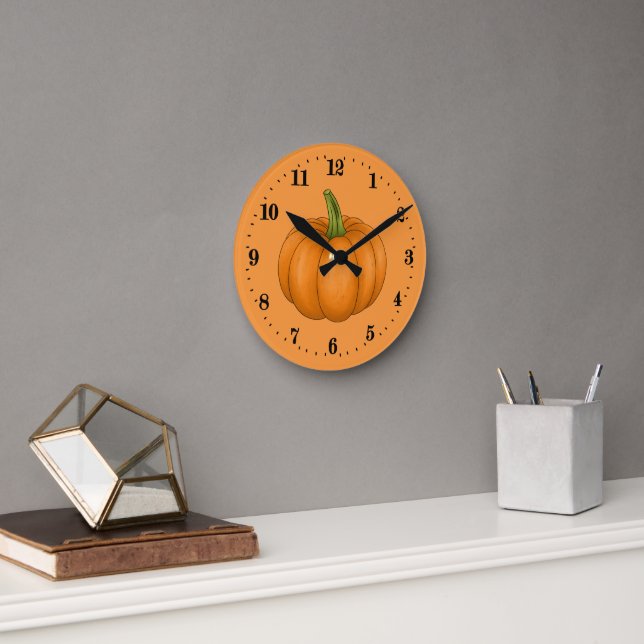 cute Fall Seasonal pumpkin  Round Clock (Office)