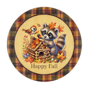 Cute Fall Seasonal racoon lovers Cutting Board