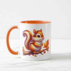 Cute Fall Seasonal squirrel add monogram Mug