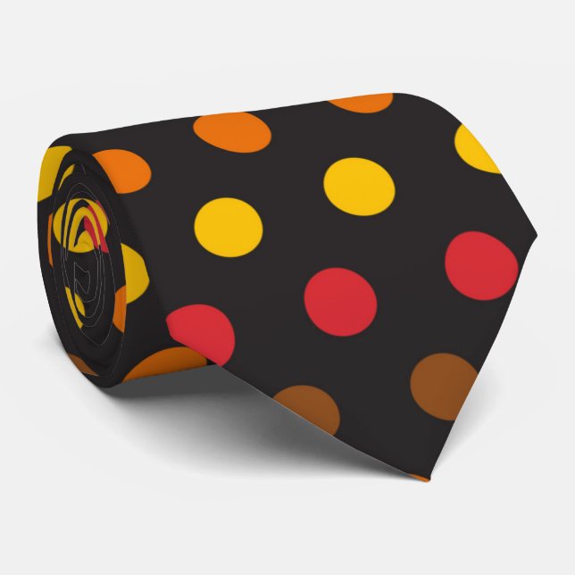 cute Fall Seasonal tiled pattern polka dot Tie (Rolled)