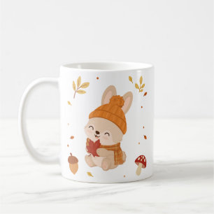Cute Fall Smiling Bunny Watercolour. Coffee Mug