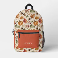 Cute Fall Watercolor Pumpkin Leaves Back to School