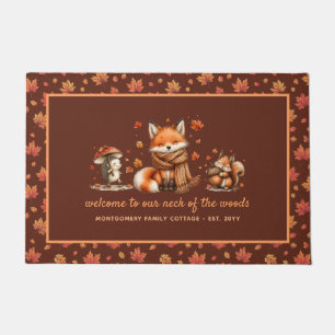 Cute Fall Woodland Animals Personalized Autumn Doormat
