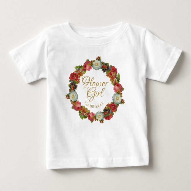 Cute Fall Wreath Flower Girl Wedding Favour Toddle Baby T-Shirt (Front)