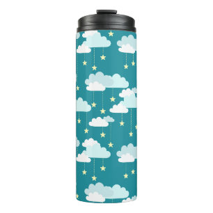 Cute Falling Stars & Clouds Pattern Thermal Tumbler