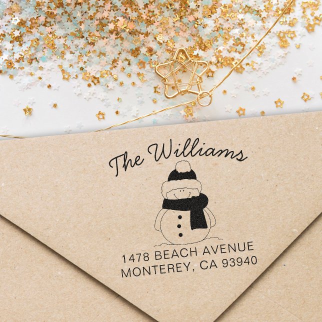 Cute Family Christmas Address With snowman Self-inking Stamp (Creator Uploaded)