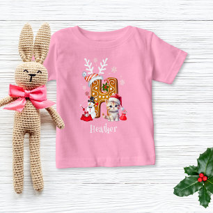 Cute Family Christmas Gingerbread Alphabet  H Girl Baby T-Shirt