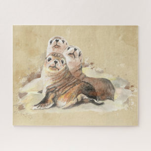 Cute Family Friends Seals Animals Marine Animals Jigsaw Puzzle