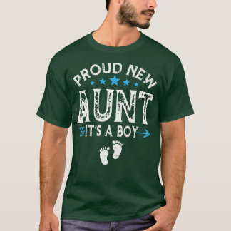 Cute Family Gender Reveal Proud New Aunt It's A Bo T-Shirt