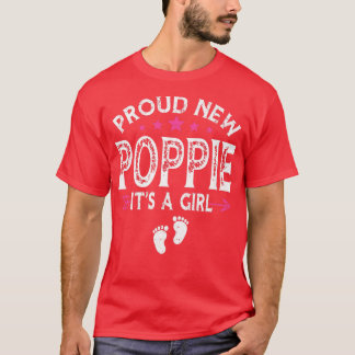 Cute Family Gender Reveal Proud New Poppie It's A  T-Shirt