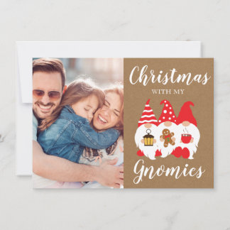 Cute Family Gnomes Christmas Photo Holiday Card