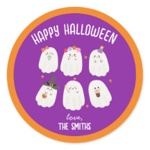 Cute family halloween stickers