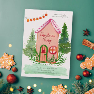 Cute Family House Christmas Party Invitation