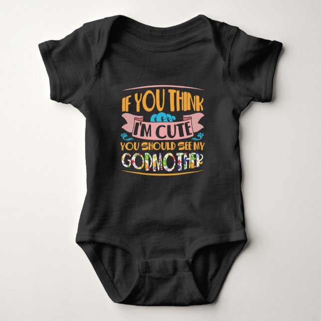 Cute Family Love Cute Godmother Godchild Baby Bodysuit (Front)