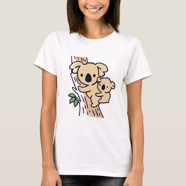 Cute Family Mother Koala Bear With Baby T-Shirt (Front)
