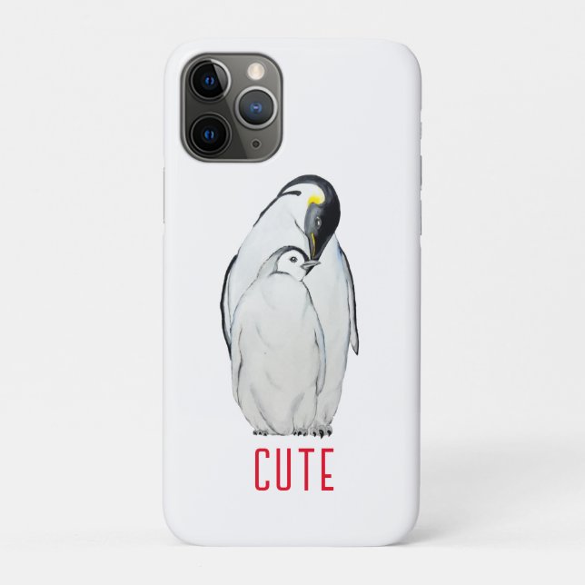 Cute family of emperor penguins T-Shirt Case-Mate iPhone Case (Back)