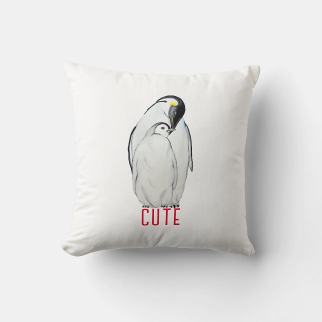 Cute family of emperor penguins T-Shirt Cushion (Front)