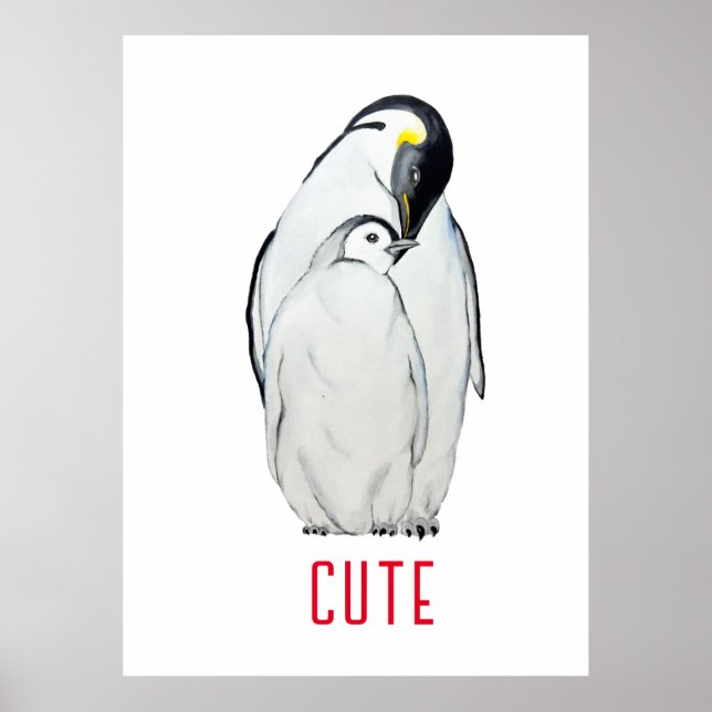 Cute family of emperor penguins T-Shirt Poster (Front)