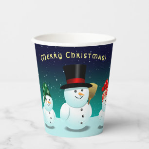 Cute Family Of Snowmen Paper Cups