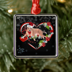 Cute Family Pet Name and Date Christmas Metal Ornament