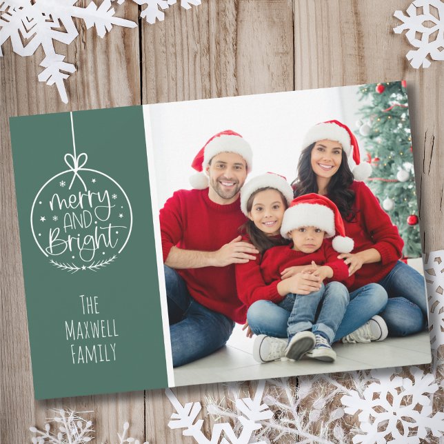 Cute Family Photo Merry Christmas Holiday Card (Cute Fun Family Photo Merry And Bright Christmas Holiday Card)