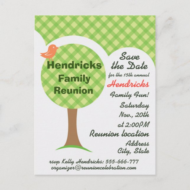 Cute family reunion invitation. postcard (Front)