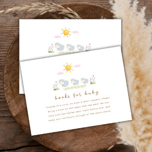 Cute Family Sheep Floral Books For Baby Shower Enclosure Card