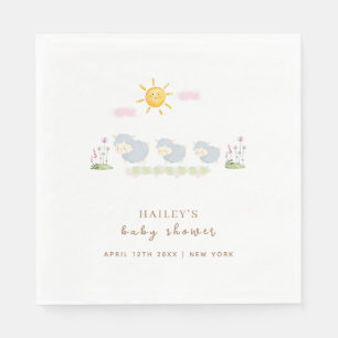 Cute Family Sheep Floral Garden Baby Shower Napkin