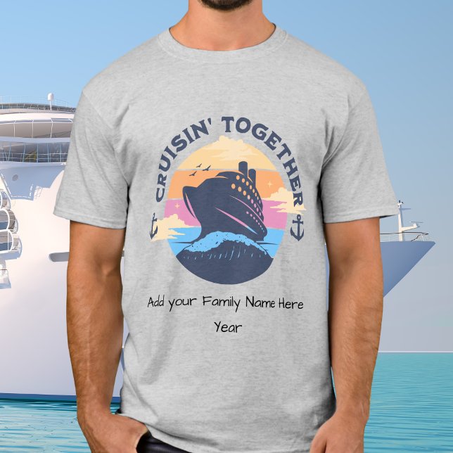 Cute Family  Vacation Cruise Gray Personalize T-Shirt (Creator Uploaded)