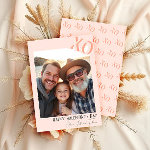 Cute Family Valentine Pink XO Holiday Card