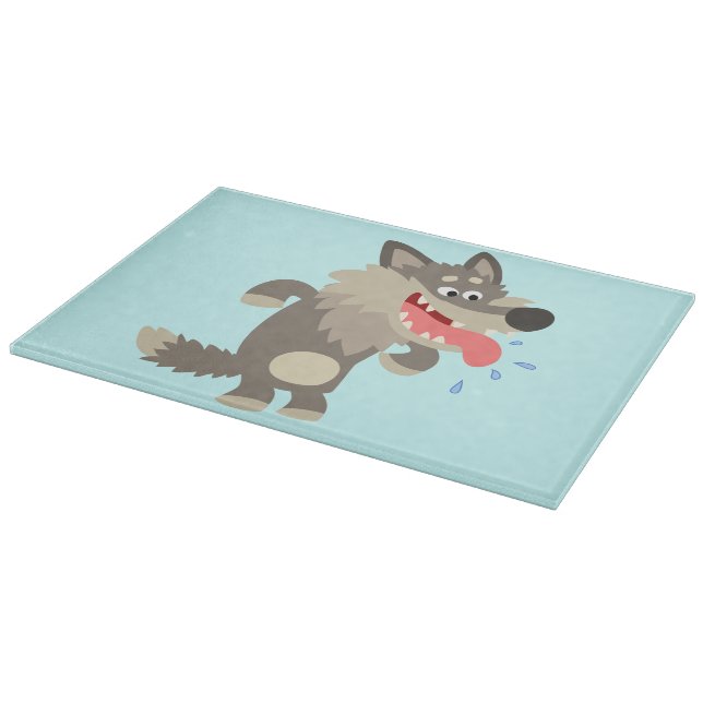 Cute Famished Cartoon Wolf Cutting Board (Corner)