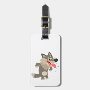 Cute Famished Cartoon Wolf Luggage Tag