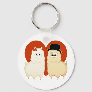 Cute Fancy Alpaca Couple Key Ring