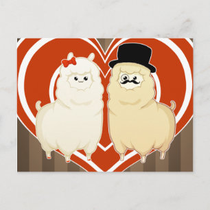 Cute Fancy Alpaca Couple with Postcard