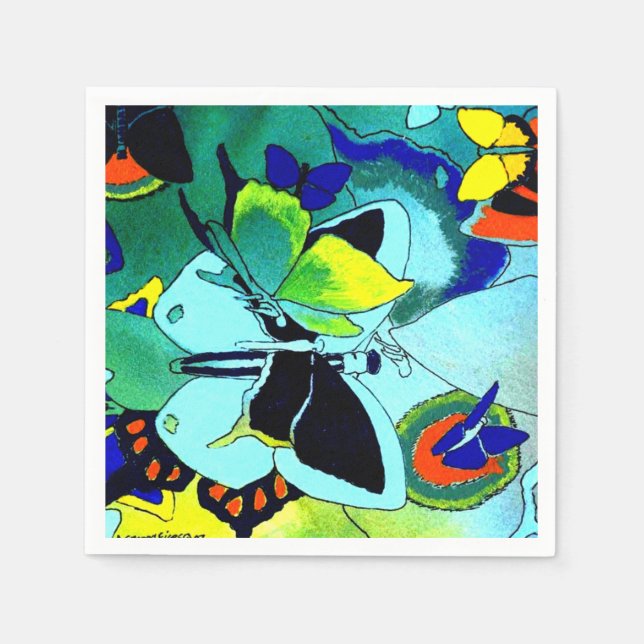 Cute Fancy Butterfly Collage Multi-Colour Designed Napkin (Front)