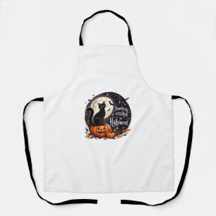 Cute Fancy Cat Pumpkin Bat Pawsitively Excited For Apron
