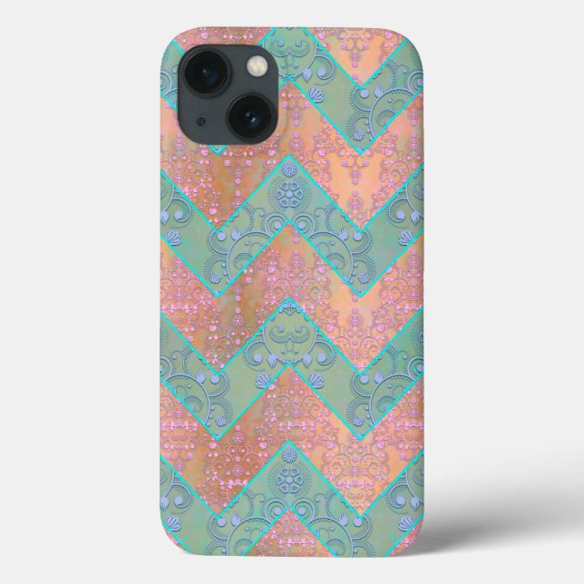 Cute Fancy Chevron with Damask Overlay Case-Mate iPhone Case (Back)