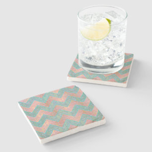 Cute Fancy Chevron with Damask Overlay Stone Coaster