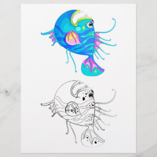Cute fancy fish colouring page